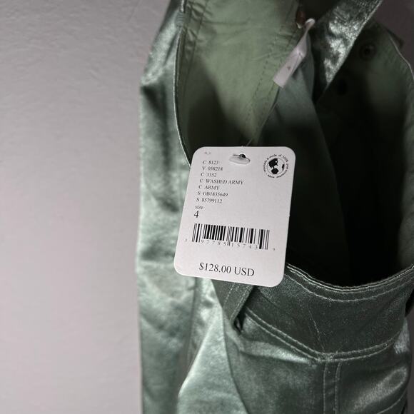 Free people light green satin cropped pant size 2 4 - Picture 6 of 12